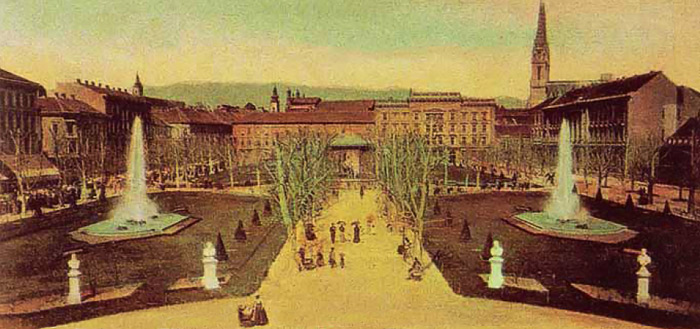 1903. južna strana Zrinjevca - JAZU